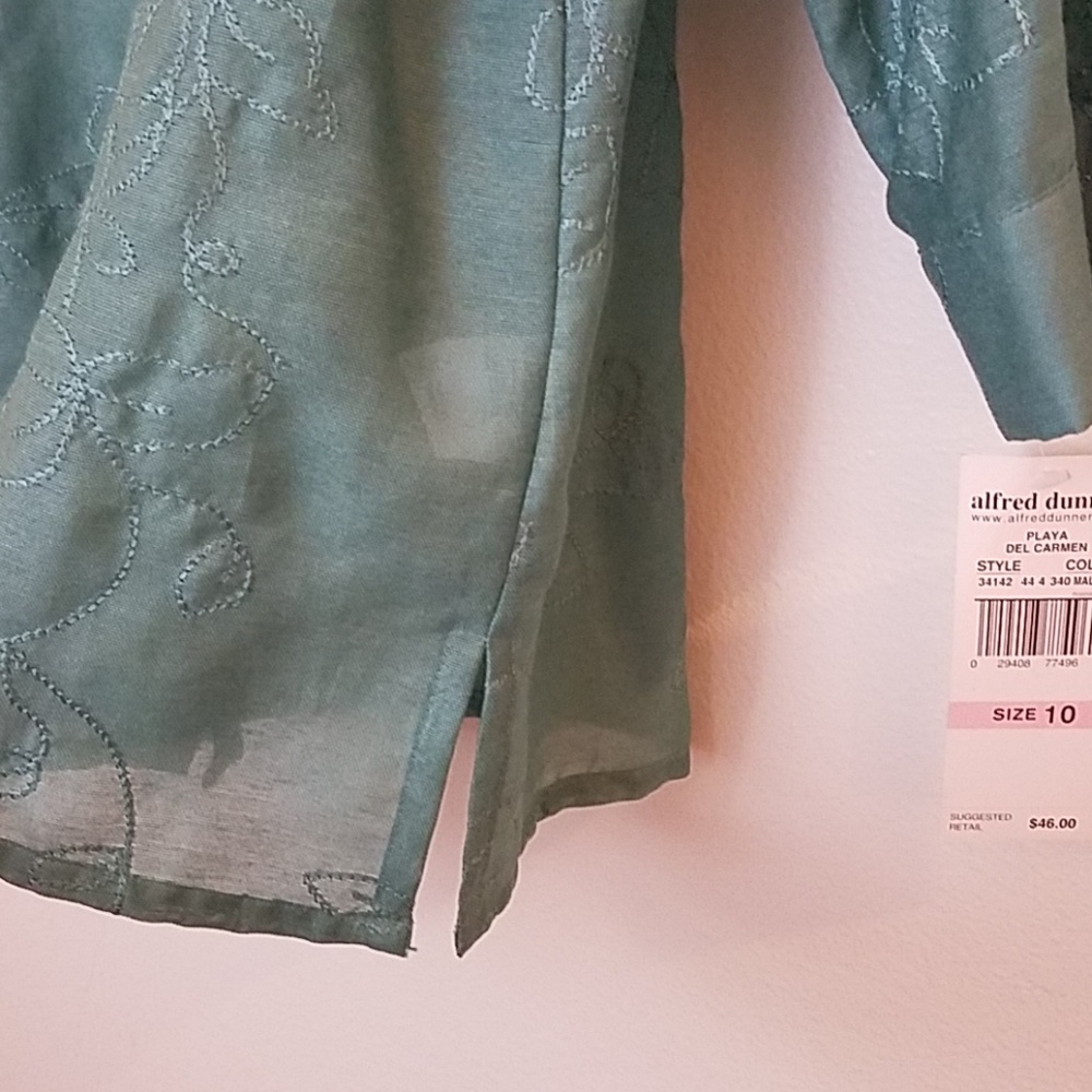 NWT Alfred Dunner Sage Green Embroidered Blouse Top 10 - Picture 5 of 8